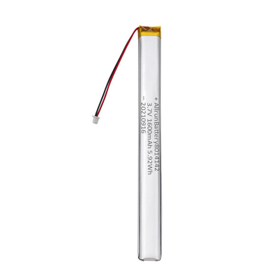 वॉयस रिकॉर्डर के लिए सुरक्षित 3.7V 1600mAh कस्टम LiPo बैटरी अल्ट्रा नैरो ली-पॉलिमर बैटरी
