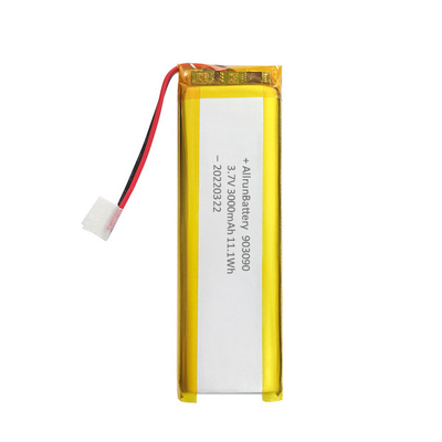 कस्टम रिचार्जेबल लिथियम पॉलिमर बैटरी 3.7 वी 3000mAh 903090