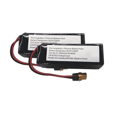 30C 6S1P LiPo बैटरी 22.2V 1800mAh लिथियम पॉलिमर बैटरी हाई C रेट
