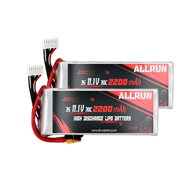 आरसी विमान के लिए 3S1P 30C हाई डिस्चार्ज LiPo बैटरी 11.1V 2200mAh
