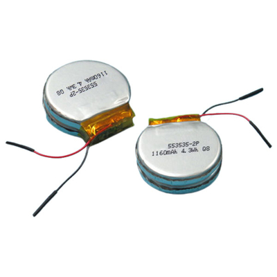 मेडिकल कस्टम 1160mAh LiPo बैटरी 3.7 V लिथियम पॉलिमर बैटरी 1S2P