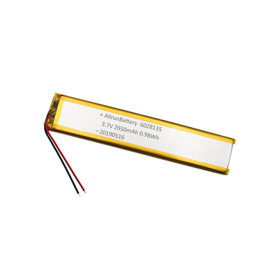 3.7V 2650mAh ली पॉलिमर बैटरी 6mm अल्ट्रा नैरो कस्टम LiPo बैटरी