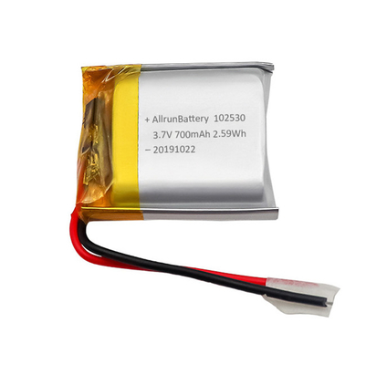 रिचार्जेबल कस्टम लाइट वेट LiPo बैटरी 3.7 V 700mAh 102530