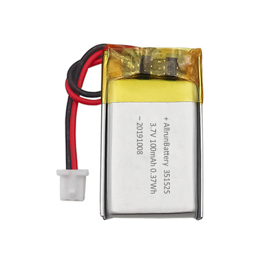 0.37Wh 3.7V 100mAh मिनी LiPo बैटरी रिचार्जेबल कस्टम 351523