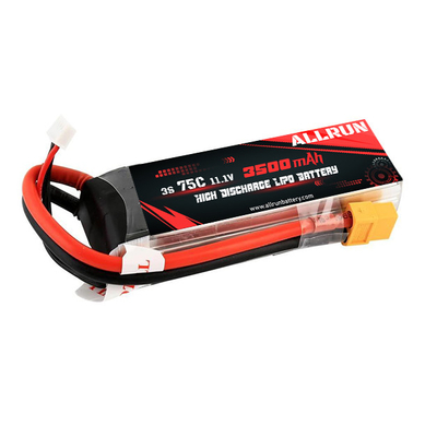 3S 3500mAh 11.1 V हाई डिस्चार्ज LiPo बैटरी पैक 75C ली पॉलिमर बैटरी