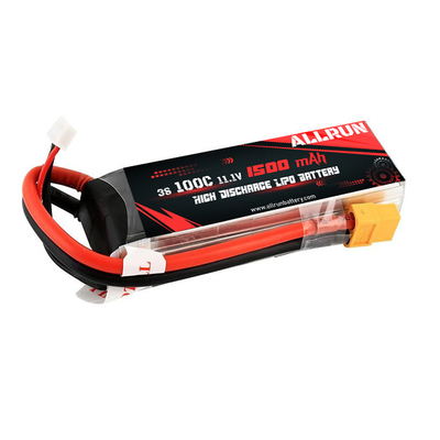 रिचार्जेबल हाई डिस्चार्ज LiPo बैटरी पैक 100C 1500mAh 3S 11.1V