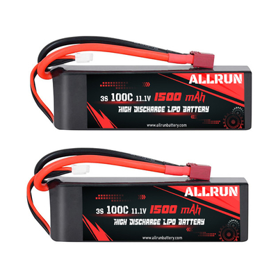 रिचार्जेबल हाई डिस्चार्ज LiPo बैटरी पैक 100C 1500mAh 3S 11.1V