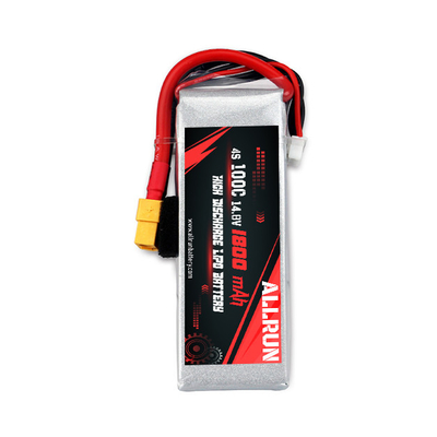 रिचार्जेबल 100C 1800mAh 4S LiPo बैटरी हाई C रेट 14.8V LiPo बैटरी पैक