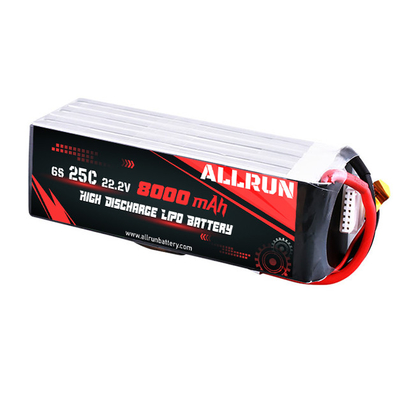 25C 6S 8000mAh LiPo बैटरी हाई C रेट 22.2V LiPo बैटरी पैक