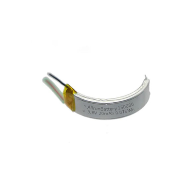 पहनने योग्य तकनीक 20mAh LiPo बैटरी 3.8 V लिथियम आयन पॉलिमर बैटरी