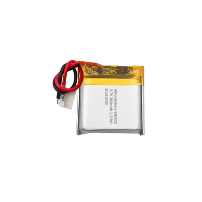 1C 3.7 V 300mAh लिथियम रिचार्जेबल पॉलिमर बैटरी पैक 602525
