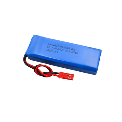 5C मेडिकल लिथियम बैटरी 2S1P 7.4 V 800mAh LiPo बैटरी पैक